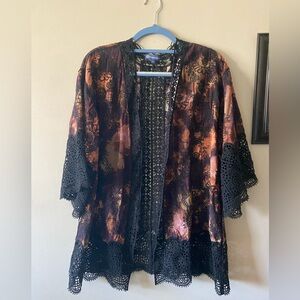 Democracy Black Embroidered Lace Kimono